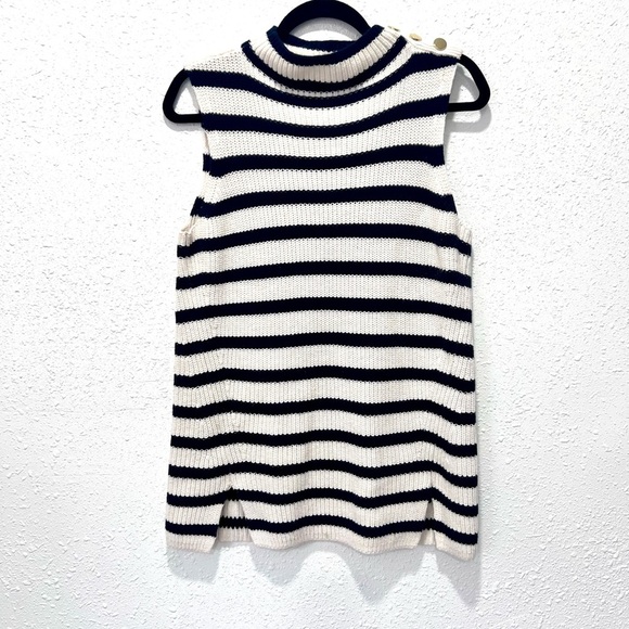 LOFT Monochrome Striped Knit Top S - Picture 3 of 6